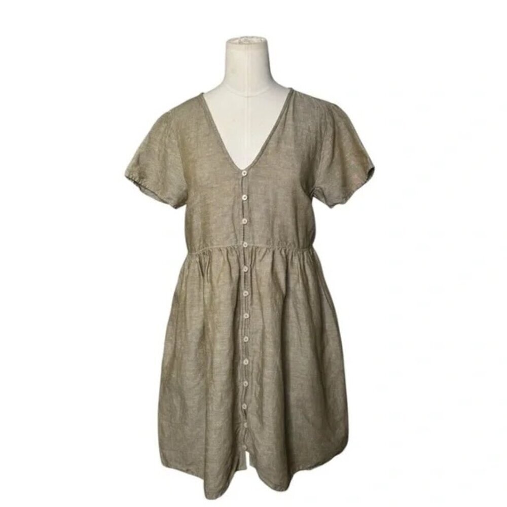 MADEWELL LINEN BUTTON FRONT BABY DOLL DRESS AL713 - Small - Picture 5 of 7